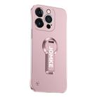 For iPhone 14 Pro Baking Varnish 360 Rotate Holder No Frame PC Phone Case(Pink) - 1