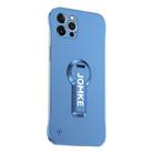 For iPhone 13 Pro Max Baking Varnish 360 Rotate Holder No Frame PC Phone Case(Blue) - 1