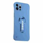 For iPhone 13 Pro Baking Varnish 360 Rotate Holder No Frame PC Phone Case(Blue) - 1