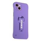 For iPhone 13 Baking Varnish 360 Rotate Holder No Frame PC Phone Case(Purple) - 1