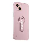 For iPhone 13 Baking Varnish 360 Rotate Holder No Frame PC Phone Case(Pink) - 1