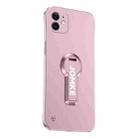 For iPhone 12 Baking Varnish 360 Rotate Holder No Frame PC Phone Case(Pink) - 1