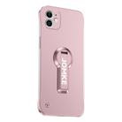 For iPhone 11 Baking Varnish 360 Rotate Holder No Frame PC Phone Case(Pink) - 1