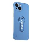 For iPhone 14 Plus Baking Varnish 360 Rotate Holder No Frame PC Phone Case(Blue) - 1