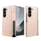 For Samsung Galaxy Z Fold6 Integrated Cube Hinge Phone Case with Spring Holder(Rose Gold) - 1