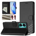 For Tecno Camon 19 / Camon 19 Pro 5G Honeycomb Embossing RFID Leather Phone Case(Black) - 1