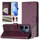 For Tecno Camon 20 / Camon 20 Pro 4G Honeycomb Embossing RFID Leather Phone Case(Violet) - 1