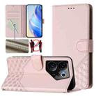 For Tecno Camon 20 Premier 5G Honeycomb Embossing RFID Leather Phone Case(Pink) - 1