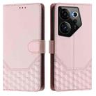 For Tecno Camon 20 Premier 5G Honeycomb Embossing RFID Leather Phone Case(Pink) - 2