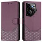 For Tecno Camon 20 Premier 5G Honeycomb Embossing RFID Leather Phone Case(Violet) - 2