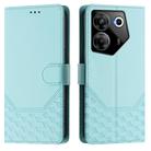 For Tecno Camon 20 Pro 5G Honeycomb Embossing RFID Leather Phone Case(Mint Green) - 2