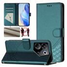 For Tecno Camon 20 Pro 5G Honeycomb Embossing RFID Leather Phone Case(Peacock Green) - 1