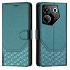 For Tecno Camon 20 Pro 5G Honeycomb Embossing RFID Leather Phone Case(Peacock Green) - 2