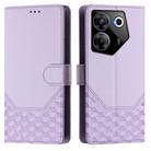 For Tecno Camon 20 Pro 5G Honeycomb Embossing RFID Leather Phone Case(Light Purple) - 2