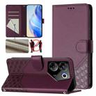 For Tecno Camon 20 Pro 5G Honeycomb Embossing RFID Leather Phone Case(Violet) - 1