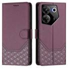 For Tecno Camon 20 Pro 5G Honeycomb Embossing RFID Leather Phone Case(Violet) - 2