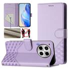 For Tecno Camon 30 5G / 4G Honeycomb Embossing RFID Leather Phone Case(Light Purple) - 1