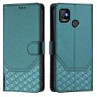 For Tecno Pop 5 Honeycomb Embossing RFID Leather Phone Case(Peacock Green) - 2