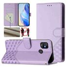 For Tecno Pop 5 Honeycomb Embossing RFID Leather Phone Case(Light Purple) - 1