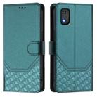 For Tecno Pop 6C Honeycomb Embossing RFID Leather Phone Case(Peacock Green) - 2