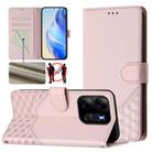 For Tecno Pop 7 / Pop 7 Pro Honeycomb Embossing RFID Leather Phone Case(Pink) - 1