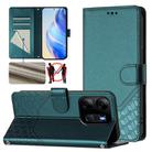 For Tecno Pop 7 / Pop 7 Pro Honeycomb Embossing RFID Leather Phone Case(Peacock Green) - 1