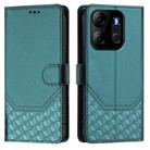 For Tecno Pop 7 / Pop 7 Pro Honeycomb Embossing RFID Leather Phone Case(Peacock Green) - 2