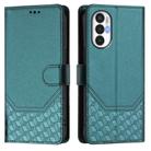 For Tecno Pova 3 Honeycomb Embossing RFID Leather Phone Case(Peacock Green) - 2