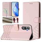 For Tecno Pova 4 Honeycomb Embossing RFID Leather Phone Case(Pink) - 1