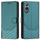 For Tecno Pova 4 Honeycomb Embossing RFID Leather Phone Case(Peacock Green) - 2