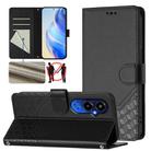 For Tecno Pova 4 Pro 4G Honeycomb Embossing RFID Leather Phone Case(Black) - 1