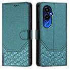 For Tecno Pova 4 Pro 4G Honeycomb Embossing RFID Leather Phone Case(Peacock Green) - 2