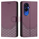 For Tecno Pova 4 Pro 4G Honeycomb Embossing RFID Leather Phone Case(Violet) - 2