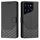 For Tecno Pova 5 Honeycomb Embossing RFID Leather Phone Case(Black) - 2