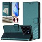 For Tecno Pova 5 Honeycomb Embossing RFID Leather Phone Case(Peacock Green) - 1