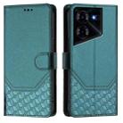 For Tecno Pova 5 Honeycomb Embossing RFID Leather Phone Case(Peacock Green) - 2