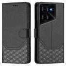 For Tecno Pova 5 Pro 5G Honeycomb Embossing RFID Leather Phone Case(Black) - 2