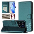 For Tecno Pova 5 Pro 5G Honeycomb Embossing RFID Leather Phone Case(Peacock Green) - 1