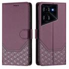 For Tecno Pova 5 Pro 5G Honeycomb Embossing RFID Leather Phone Case(Violet) - 2