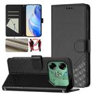 For Tecno Pova 6 4G Honeycomb Embossing RFID Leather Phone Case(Black) - 1