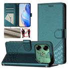 For Tecno Pova 6 4G Honeycomb Embossing RFID Leather Phone Case(Peacock Green) - 1