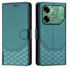 For Tecno Pova 6 4G Honeycomb Embossing RFID Leather Phone Case(Peacock Green) - 2