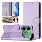 For Tecno Pova 6 4G Honeycomb Embossing RFID Leather Phone Case(Light Purple) - 1