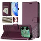 For Tecno Pova 6 4G Honeycomb Embossing RFID Leather Phone Case(Violet) - 1