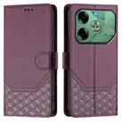 For Tecno Pova 6 4G Honeycomb Embossing RFID Leather Phone Case(Violet) - 2