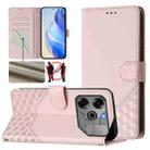 For Tecno Pova 6 5G / 6 Pro 5G Honeycomb Embossing RFID Leather Phone Case(Pink) - 1