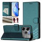 For Tecno Pova 6 5G / 6 Pro 5G Honeycomb Embossing RFID Leather Phone Case(Peacock Green) - 1