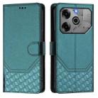 For Tecno Pova 6 5G / 6 Pro 5G Honeycomb Embossing RFID Leather Phone Case(Peacock Green) - 2