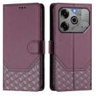 For Tecno Pova 6 5G / 6 Pro 5G Honeycomb Embossing RFID Leather Phone Case(Violet) - 2