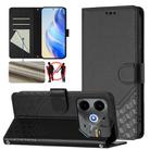 For Tecno Pova 6 Neo Honeycomb Embossing RFID Leather Phone Case(Black) - 1